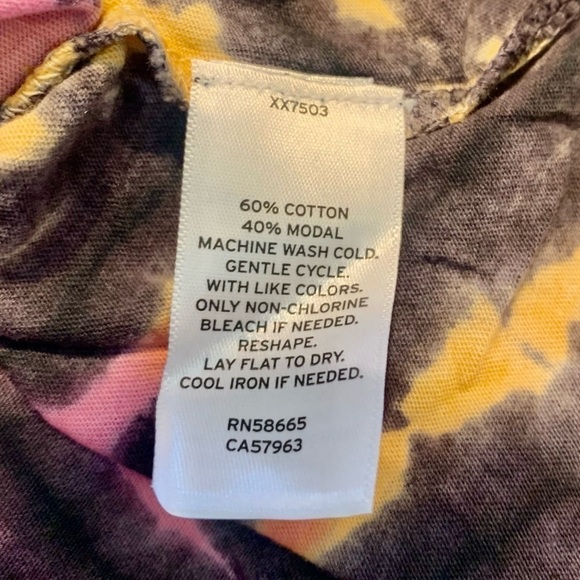 NWT Abound Crop Top Small Tie Dye Cotton Modal Black Teal Pink Yellow Stretch - Picture 11 of 14